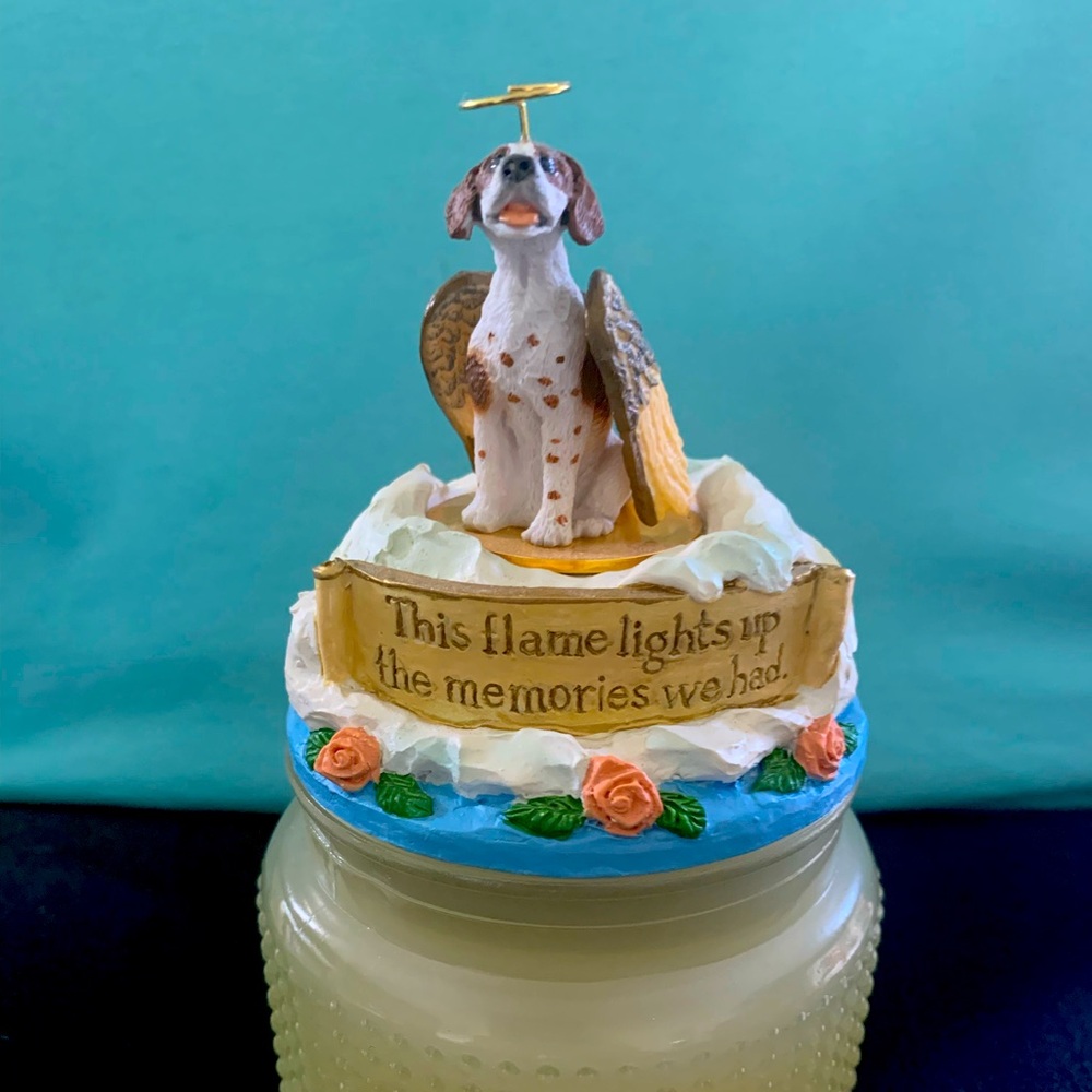 Angel Dog Memorial Candle Topper